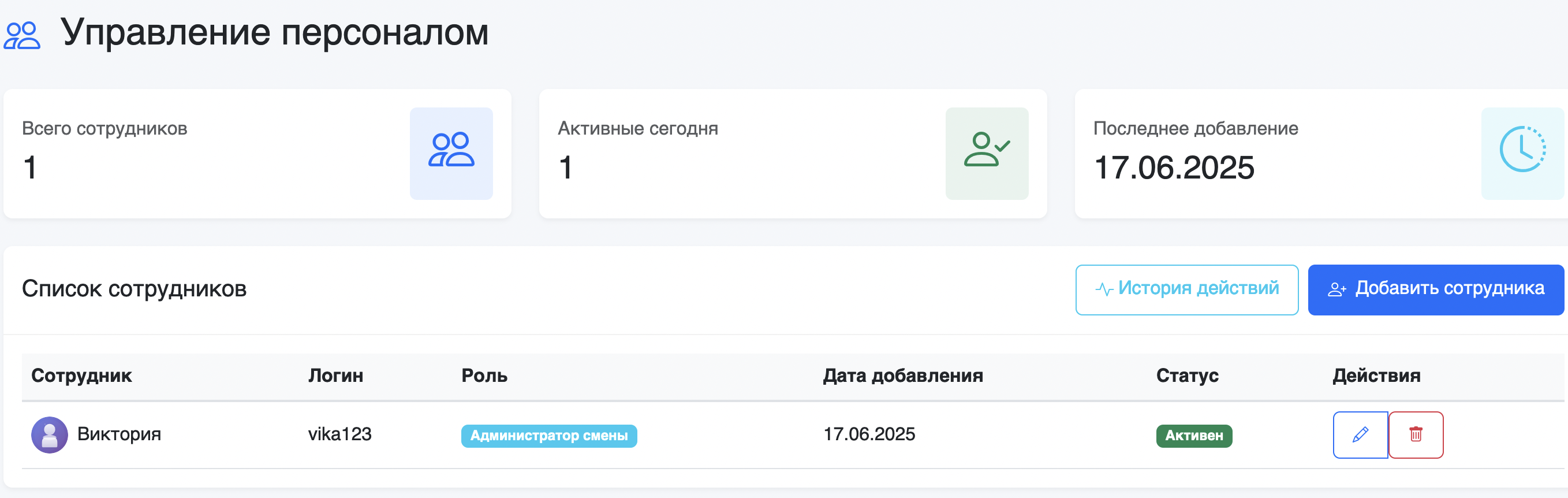 Staff Management Dashboard